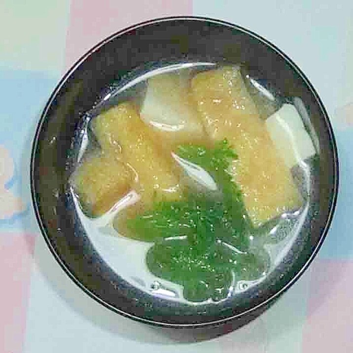 からし菜豆腐油揚げの味噌汁